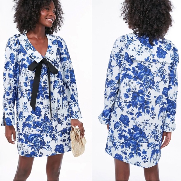 Tuckernuck Dresses & Skirts - Tuckernuck Bella Dress Sapphire Bloom Floral Bow Long Sleeves Sz XS NEW